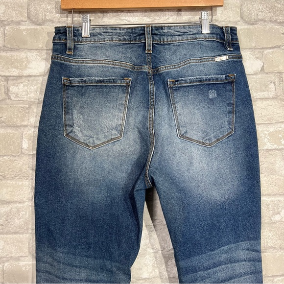 KanCan Women's 30 Distressed Skinny Jeans High Rise Zip Fly Medium Blue Wash - Picture 4 of 10